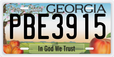 GA license plate PBE3915