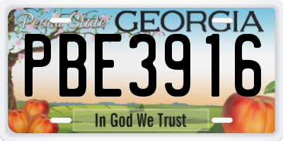 GA license plate PBE3916