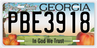 GA license plate PBE3918