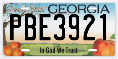 GA license plate PBE3921