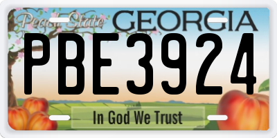 GA license plate PBE3924
