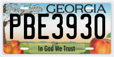 GA license plate PBE3930
