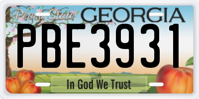 GA license plate PBE3931