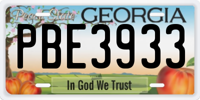 GA license plate PBE3933