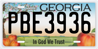 GA license plate PBE3936