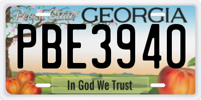 GA license plate PBE3940
