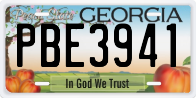 GA license plate PBE3941