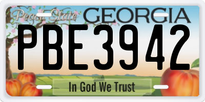 GA license plate PBE3942