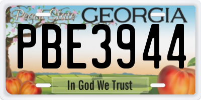 GA license plate PBE3944