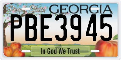 GA license plate PBE3945
