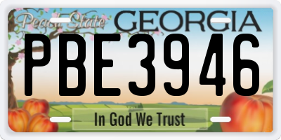 GA license plate PBE3946