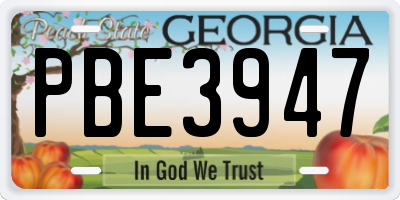 GA license plate PBE3947