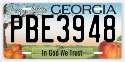 GA license plate PBE3948