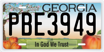 GA license plate PBE3949