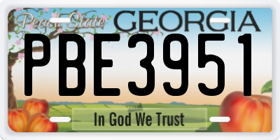 GA license plate PBE3951