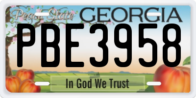 GA license plate PBE3958
