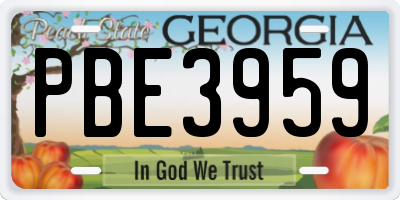 GA license plate PBE3959