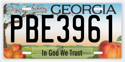 GA license plate PBE3961