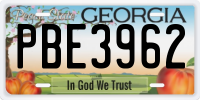GA license plate PBE3962