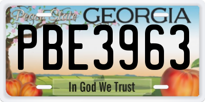 GA license plate PBE3963