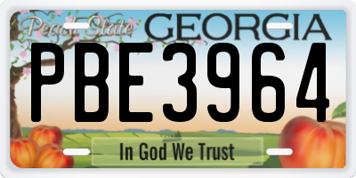 GA license plate PBE3964