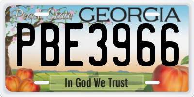 GA license plate PBE3966