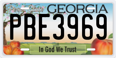 GA license plate PBE3969