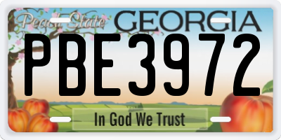 GA license plate PBE3972