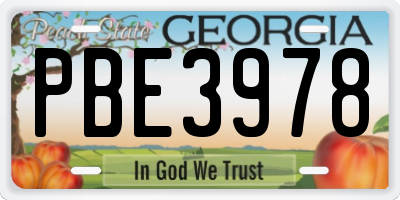 GA license plate PBE3978