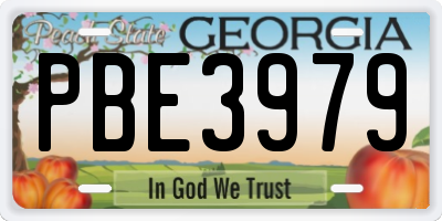 GA license plate PBE3979