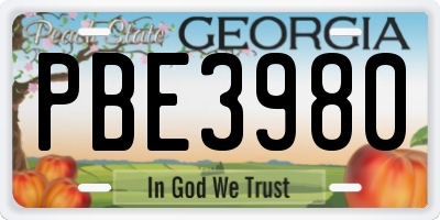 GA license plate PBE3980