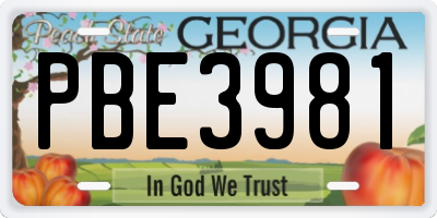 GA license plate PBE3981