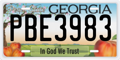 GA license plate PBE3983