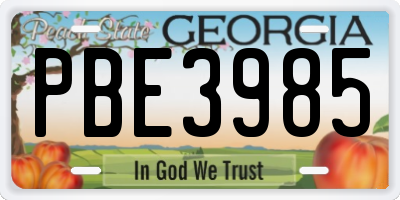 GA license plate PBE3985