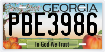 GA license plate PBE3986