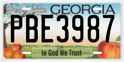 GA license plate PBE3987