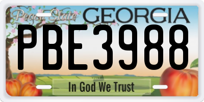 GA license plate PBE3988