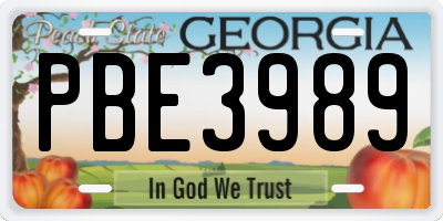 GA license plate PBE3989