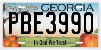 GA license plate PBE3990