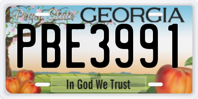 GA license plate PBE3991