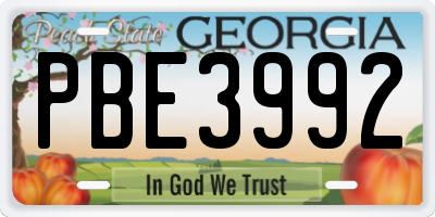 GA license plate PBE3992