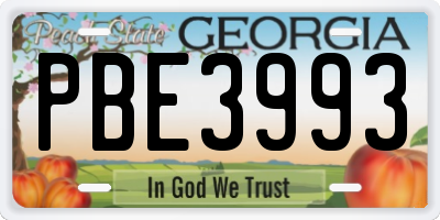 GA license plate PBE3993