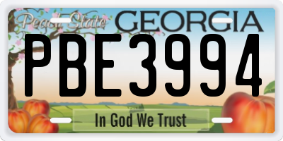 GA license plate PBE3994