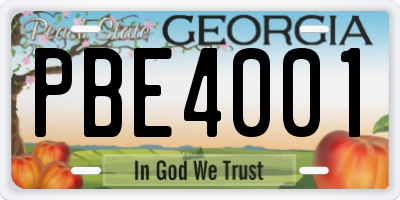 GA license plate PBE4001