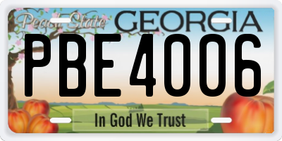 GA license plate PBE4006