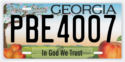 GA license plate PBE4007
