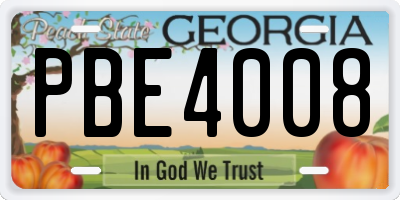 GA license plate PBE4008