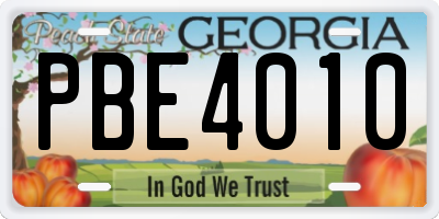 GA license plate PBE4010
