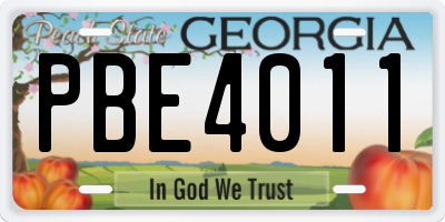 GA license plate PBE4011