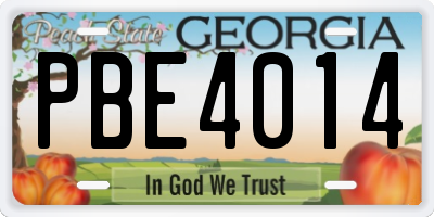 GA license plate PBE4014